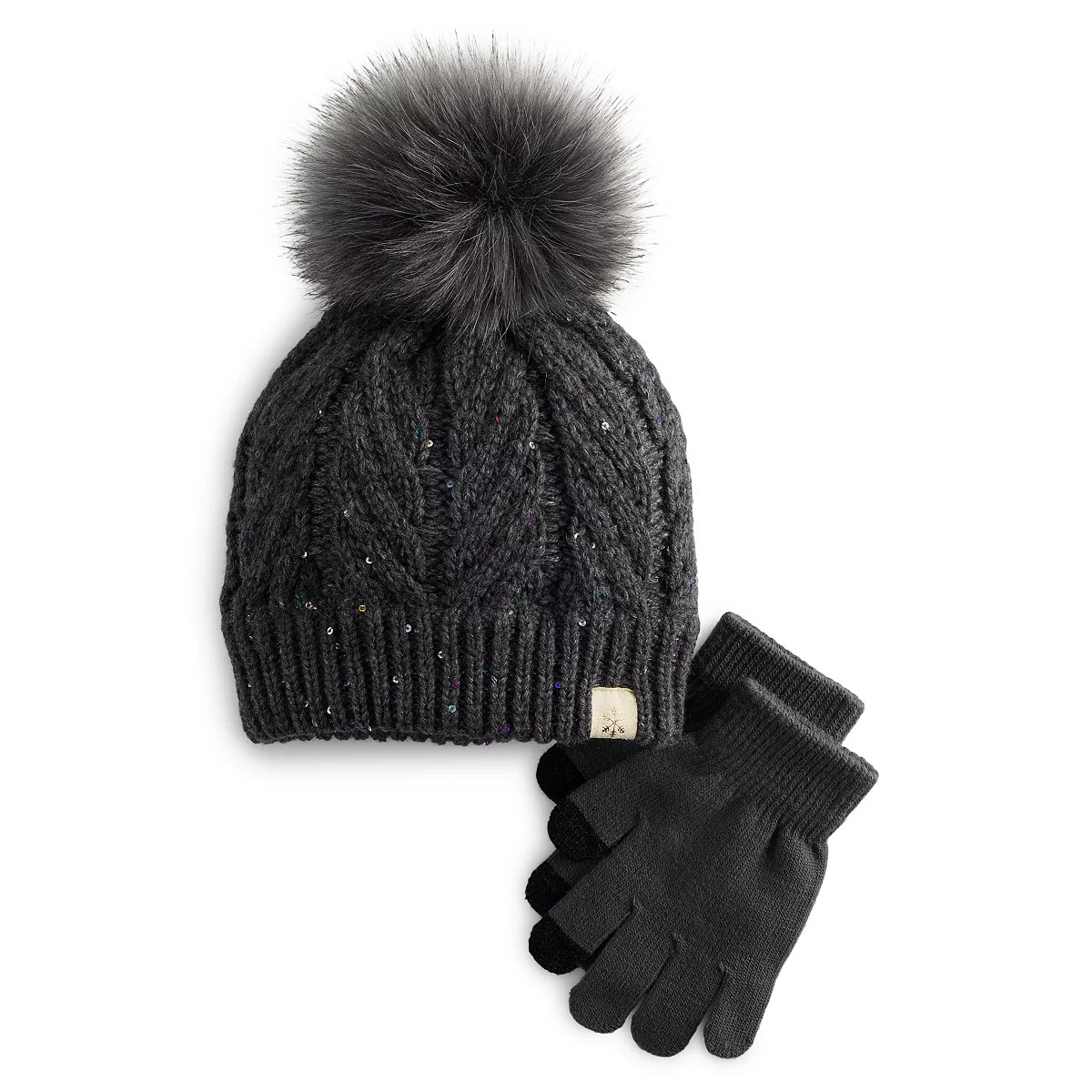 Girls 4-16 SO® Solid Beanie Pom Hat & Gloves Set | Kohl's