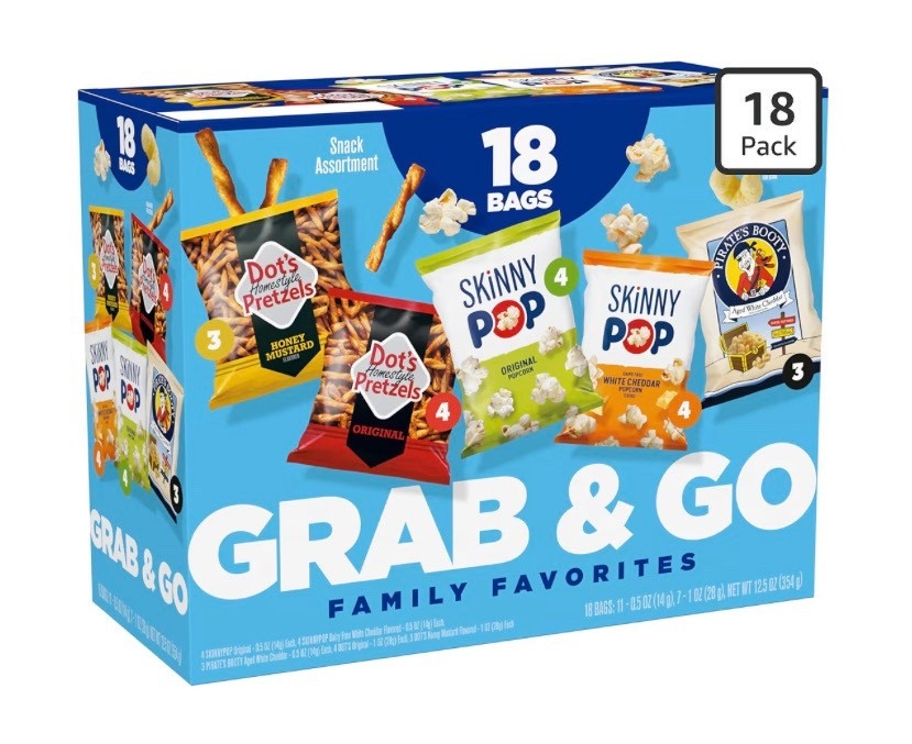 Great snack deal!! 🍿 SkinnyPop Family Favorites Variety Pack is down to only $9.97 today at Amazon! This includes SkinnyPop Original and Dairy Free White Cheddar Popcorn, Dot's Original and Honey Mustard Pretzels, and Pirate's Booty. (18 Count) Something for everyone - great healthier snack options! 

#LTKfoodie #LTKKids #LTKSaleAlert