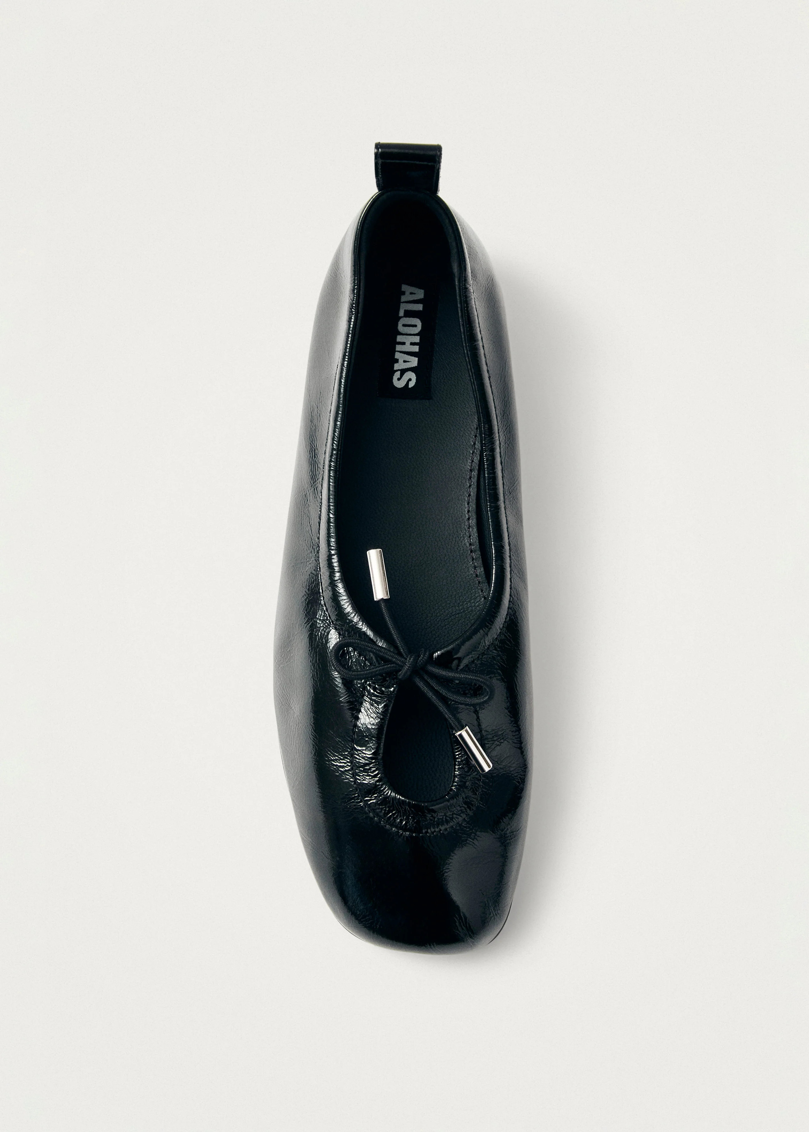 Rosalind Onix Black Leather Ballet Flats | Alohas AU