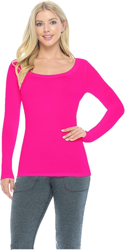 Natural Uniforms Women's Long Sleeve Extra Wide Scoop-Neck T-Shirt Under Scrub | Amazon (US)