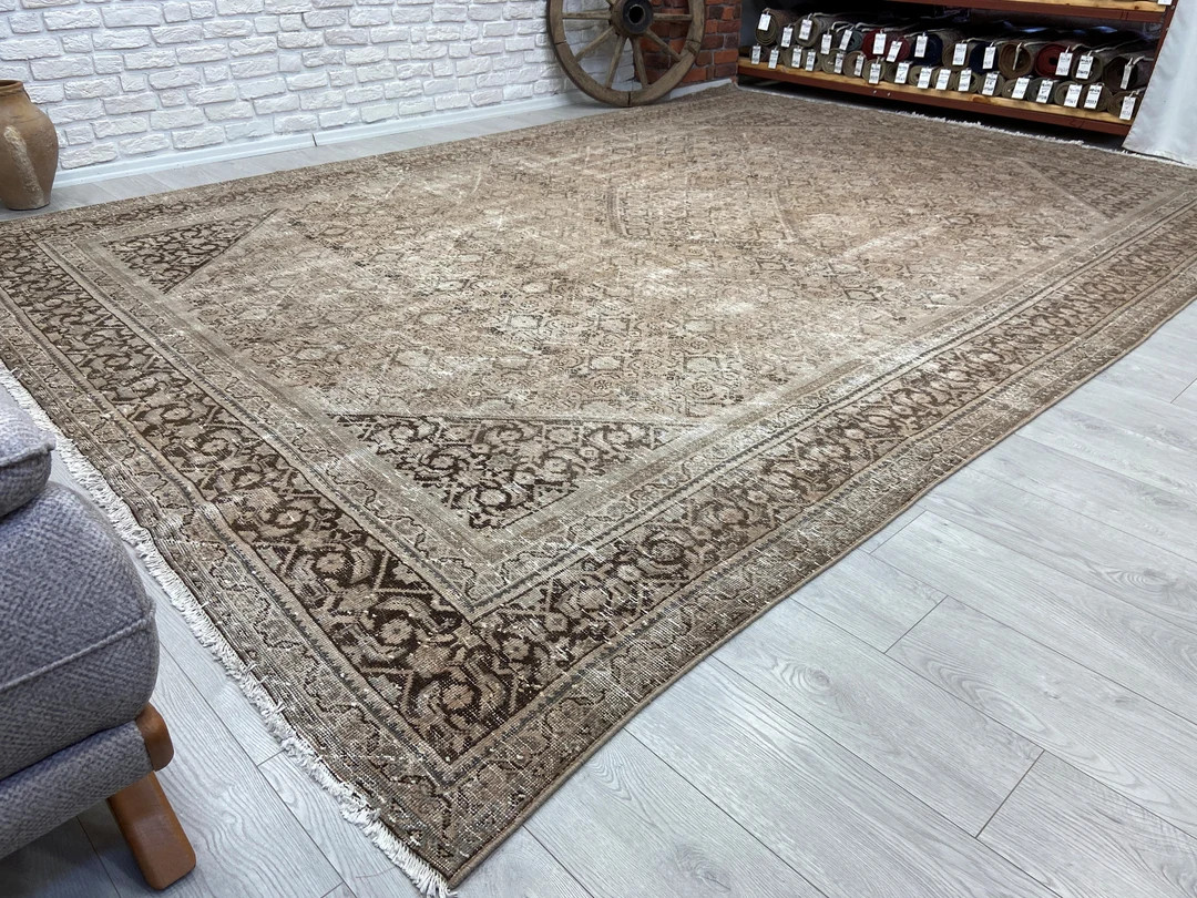 10x13 Vintage rug / Antique handmade rug / Persian mahal rug / Made in the 1950's / Distressed mu... | Etsy (US)