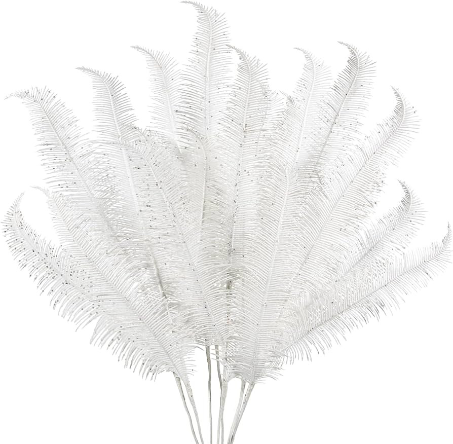 Oairse 8 Pcs Christmas Tree Picks and Sprays White Glitter Christmas Picks 28" Christmas Glitter ... | Amazon (US)