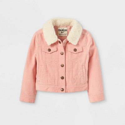 OshKosh B'gosh Toddler Girls' Corduroy Sherpa Collar Jacket - Pink | Target