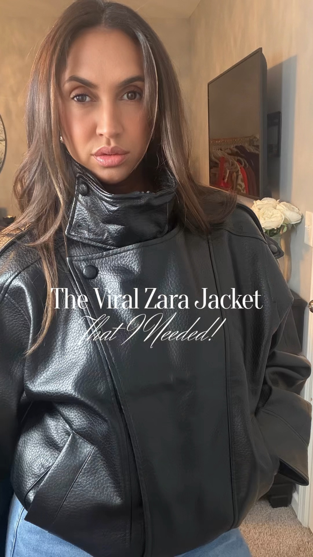 Viral Zara jacket that I needed! The leather bomber jacket with the high collar is one of my favorite purchases. I ordered a medium since it’s meant to be oversized 🖤

#LTKOver40 #LTKmomlife #LTKootd