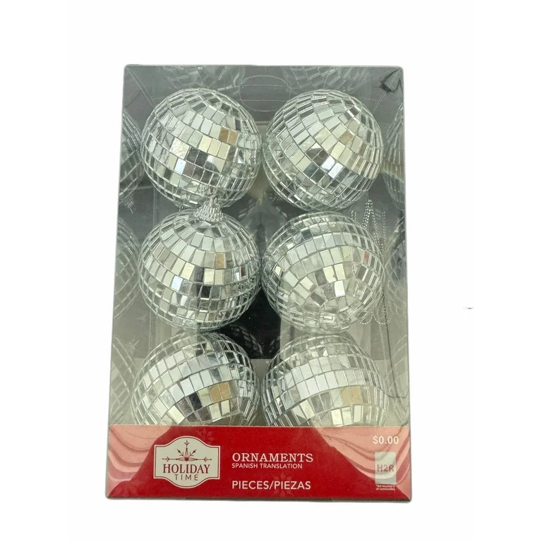 Silver Mirror Disco Ball Ornaments, 6 Count, by Holiday Time - Walmart.com | Walmart (US)