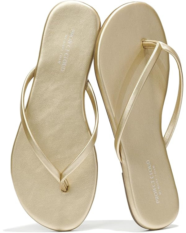 Project Cloud Flip Flops for Women - Memory Foam Flats Summer Sandals for Women 2025 - Vegan Leat... | Amazon (US)