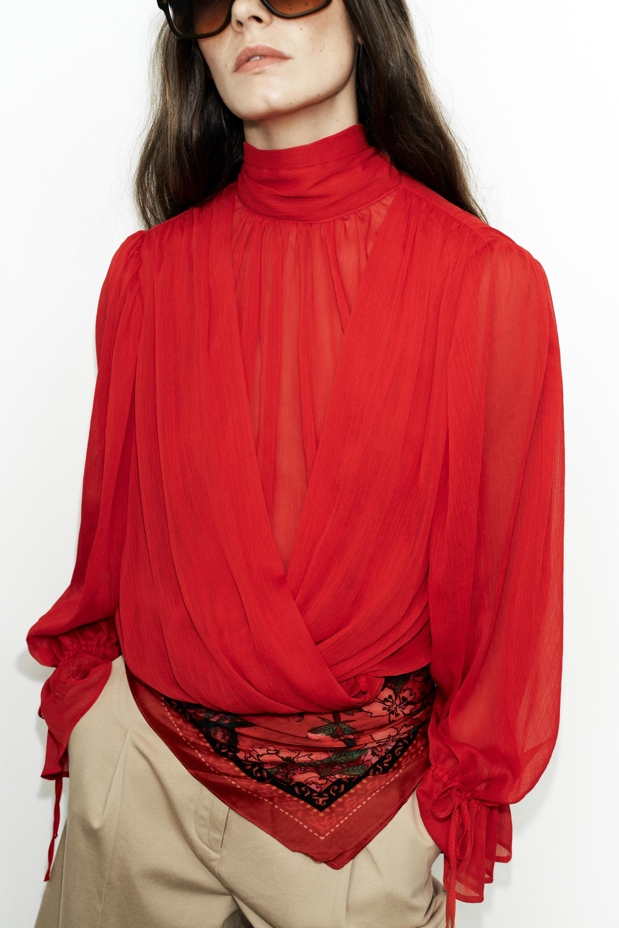 DRAPED TOP WITH BACK TIE | Zara UK