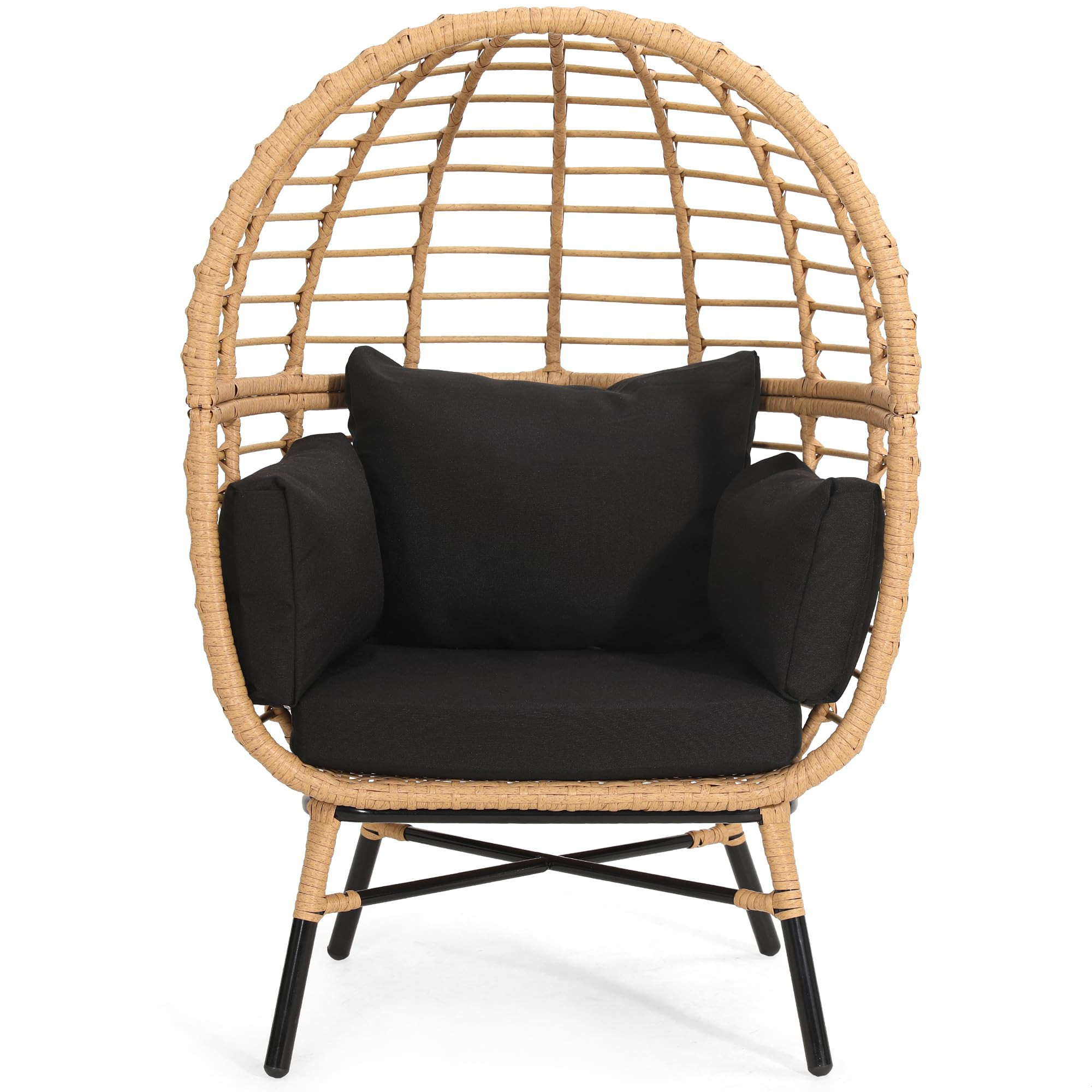 Rattan Egg Chair for Children, Indoor Outdoor Wicker Rattan Kids Egg Chair with Overstuffed Cushi... | Amazon (US)