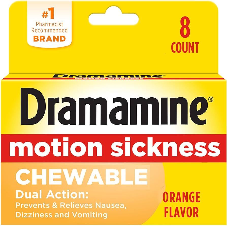 Dramamine Chewable, Motion Sickness Relief, Orange Flavor, 8 Count | Amazon (US)