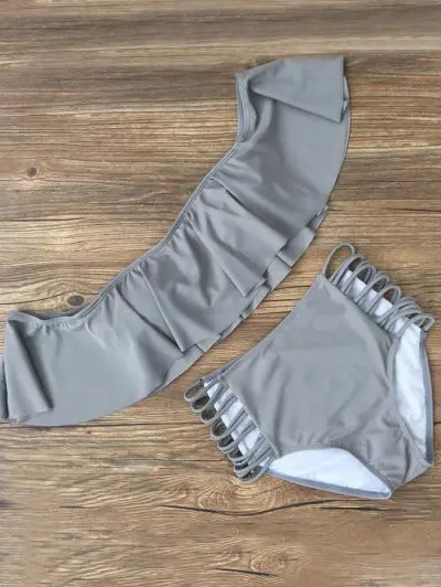 Off The Shoulder High Rise Ruffle Bikini | ZAFUL (Global)