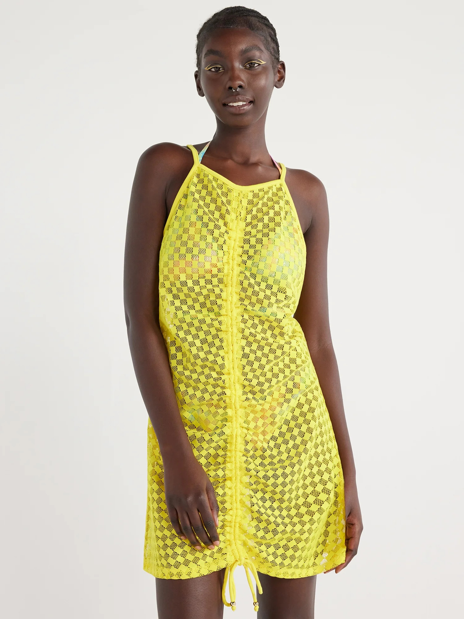 No Boundaries Juniors Adjustable Cinch Mesh Coverup Dress, Sizes S-XXL - Walmart.com | Walmart (US)