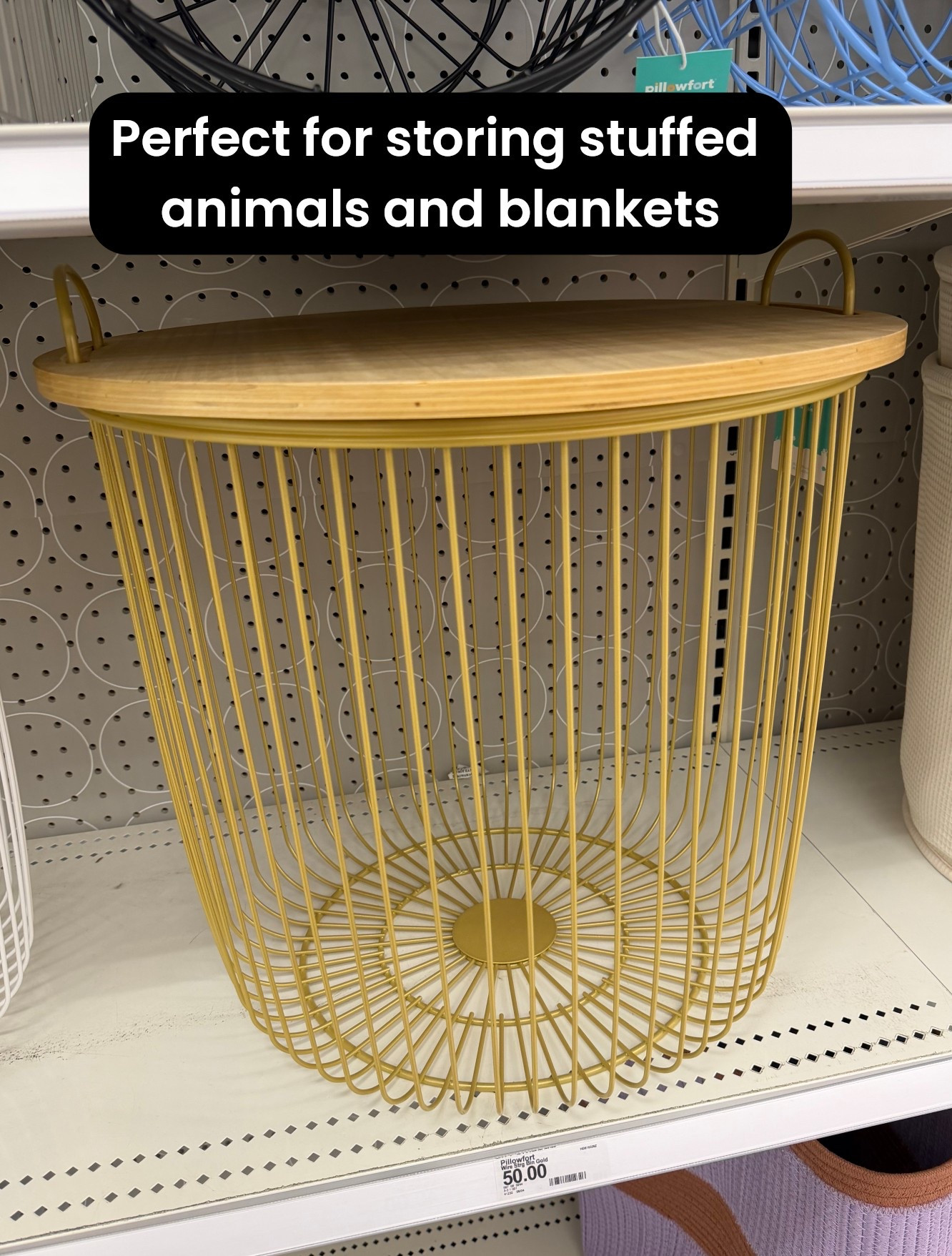 Okay this is one of those Target finds that looks WAY more expensive than it is 😍

This gold wire storage bin is such a good mix of functional and pretty. It’s perfect for tossing in toys, blankets, pillows, or even using as a stylish laundry basket… and the wood top makes it feel so elevated.

I love pieces like this that help keep the chaos contained but still look cute sitting out 🙌

Perfect for:
• Living room blanket storage
• Kids toys (easy clean up!)
• Bedroom or closet organization
• Laundry or extra throw pillows

And the gold finish adds just enough warmth to make your space feel styled without trying too hard ✨

Saving this because there were only a few left at my store 👀

target storage bin | gold wire basket | pillowfort storage | kids toy storage | living room storage ideas | decorative storage basket | affordable organization | target home finds | blanket storage basket | neutral home decor
