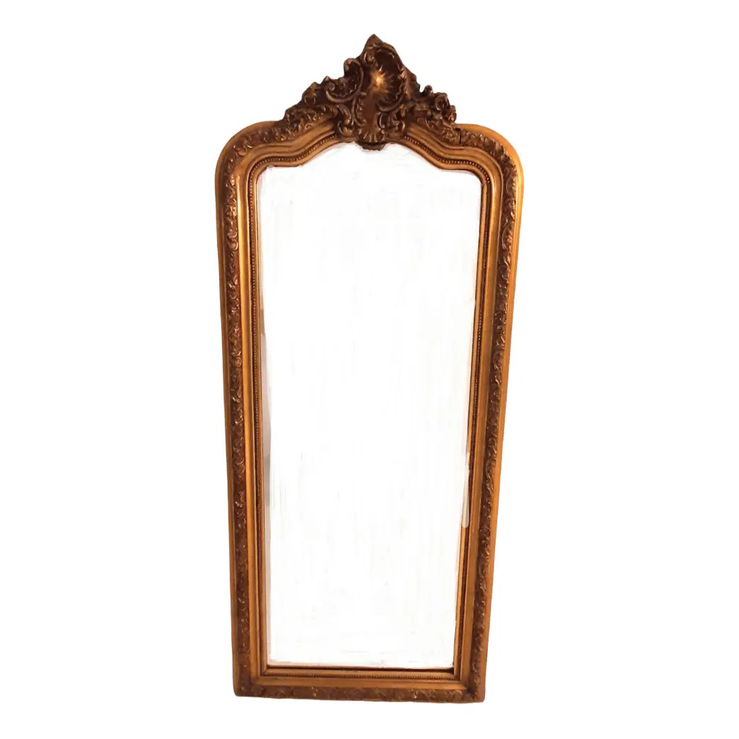 19th Century French Louis XV Hand Carved Giltwood Mirror | Chairish