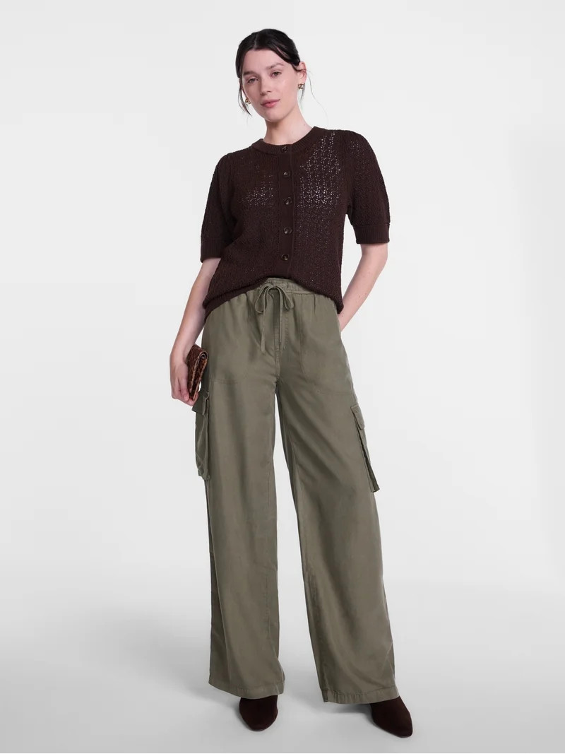 Scenario Women's and Women's Plus Crewneck Cardigan with Short Sleeves, Lightweight, Sizes XS-4X | Walmart (US)