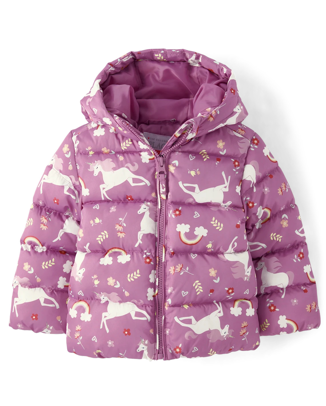 Toddler Girls Print Hooded Puffer Jacket - pink | The Children's Place