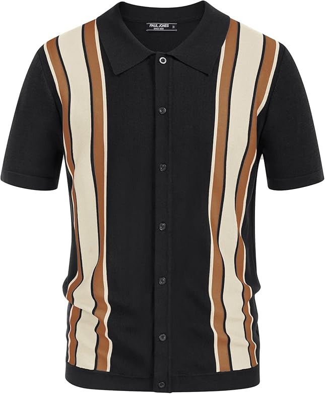 PJ PAUL JONES Men's Knitted Polo Shirts Vintage Striped Lightweight Golf Shirts | Amazon (CA)