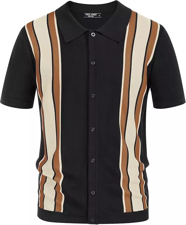 PJ Paul Jones Mens Knitted Polo Shirt Short Sleeve Knit Texture Shirt Men Knitting Golf T Shirts