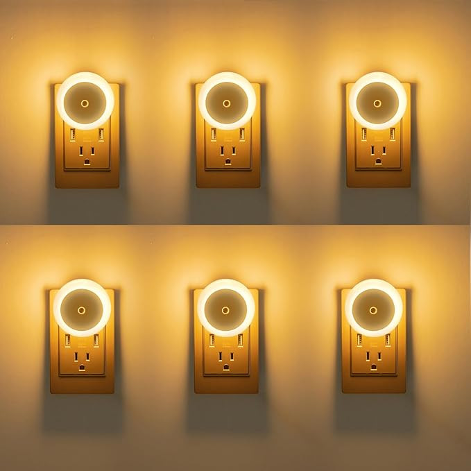 KINUR 6 Pack Night Light, LED Night Lights Plug into wall with Dusk to Dawn sensors, Plug in Nigh... | Amazon (US)