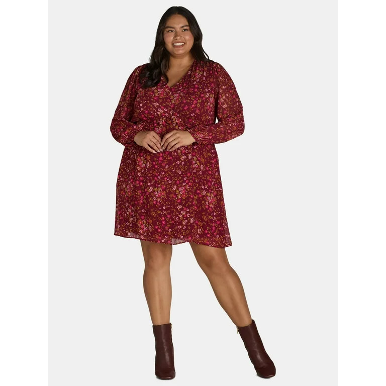 Time and Tru Women’s and Women’s Plus Chiffon Mini Dress, Sizes XS-4X - Walmart.com | Walmart (US)