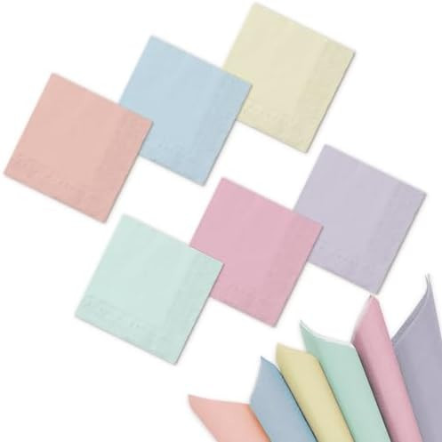 Whaline 120Pcs Pastel Rainbow Paper Napkins Colorful Disposable Dinner Napkins Multi-colored Lunc... | Amazon (US)
