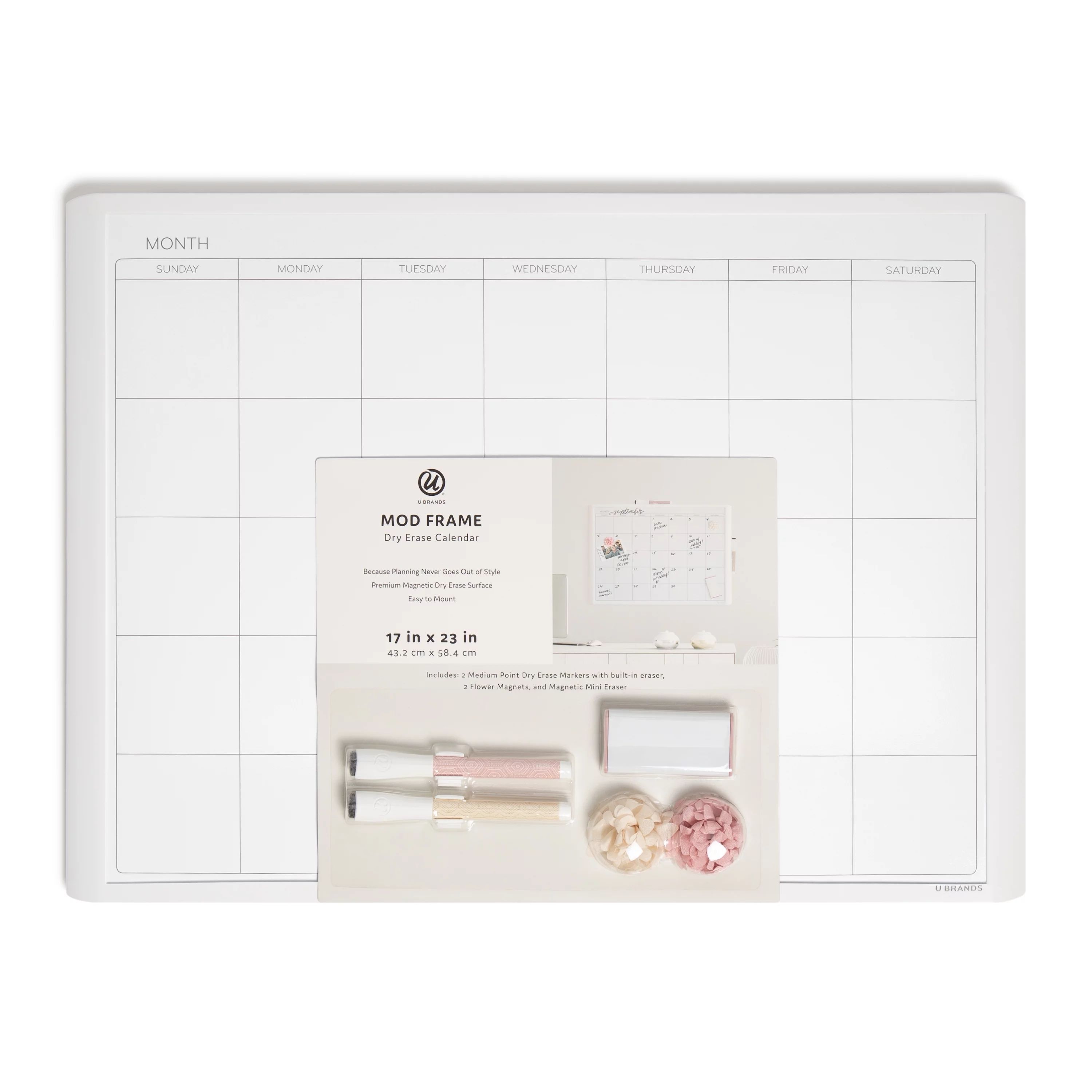 U Brands Magnetic Dry Erase Whiteboard Calendar Pack, 17" x 23", Floral 5767U | Walmart (US)