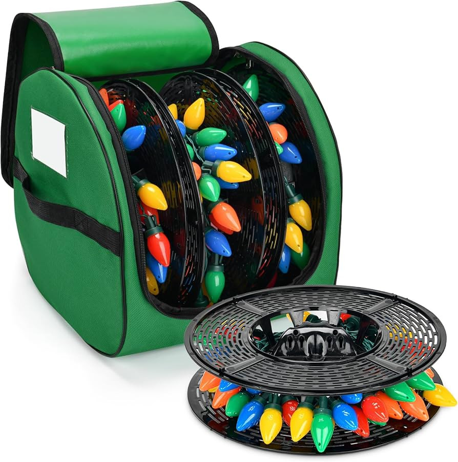 Christmas Light Storage Bag, Heavy Duty 600D Fabric with Reinforced Handle, 3 Reels Stores up to ... | Amazon (US)