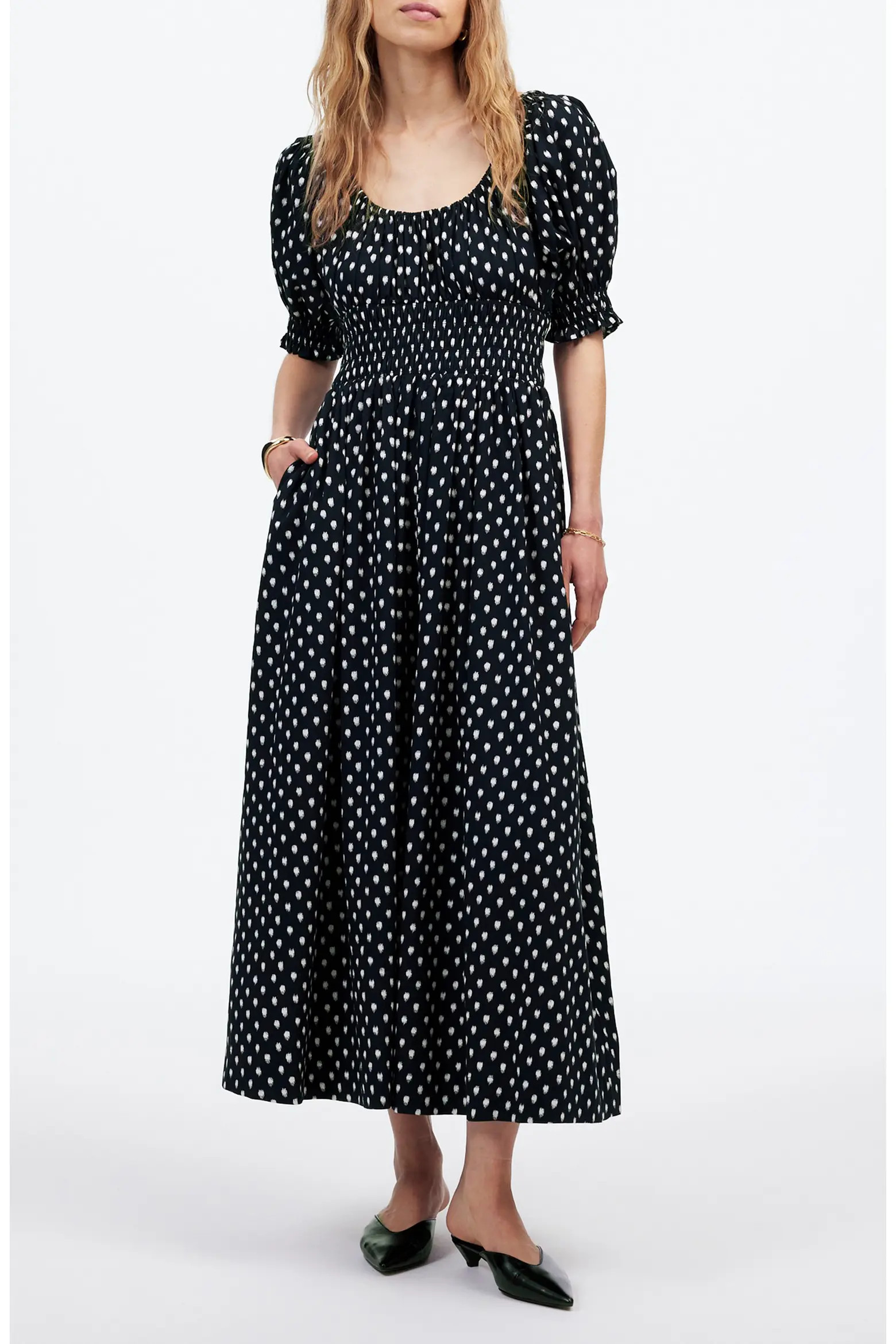 Shibori Dot Smocked Waist Midi Dress (Women) | Nordstromrack | Nordstrom Rack