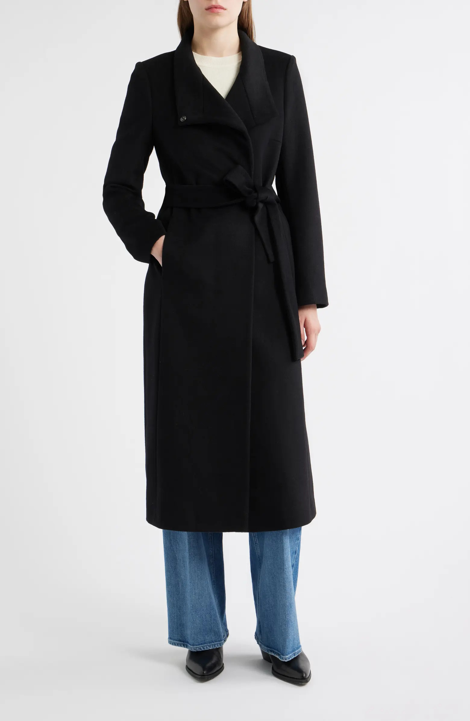 Sam Edelman Stand Collar Wrap Coat | Nordstrom | Nordstrom