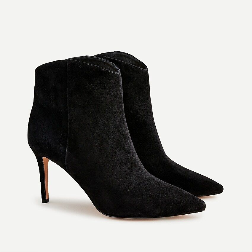 Pointed toe high-heel ankle boots in suede | J.Crew US