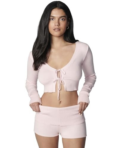 florence by mills Women's Barre Collection Foldover Sweater Short, Ballerina Pink, Medium | Amazon (US)