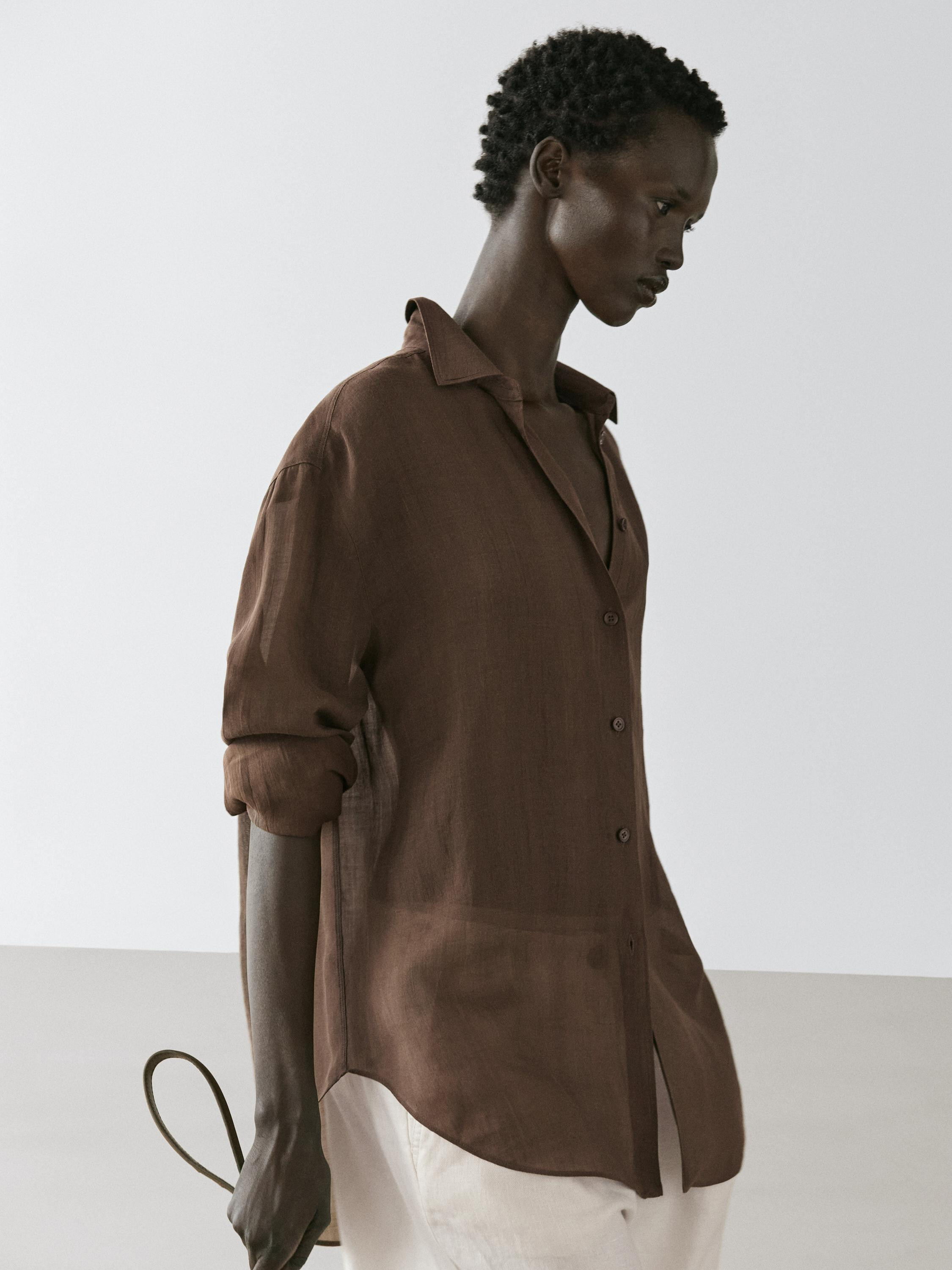 Flowing shirt with shirt collar | Massimo Dutti US