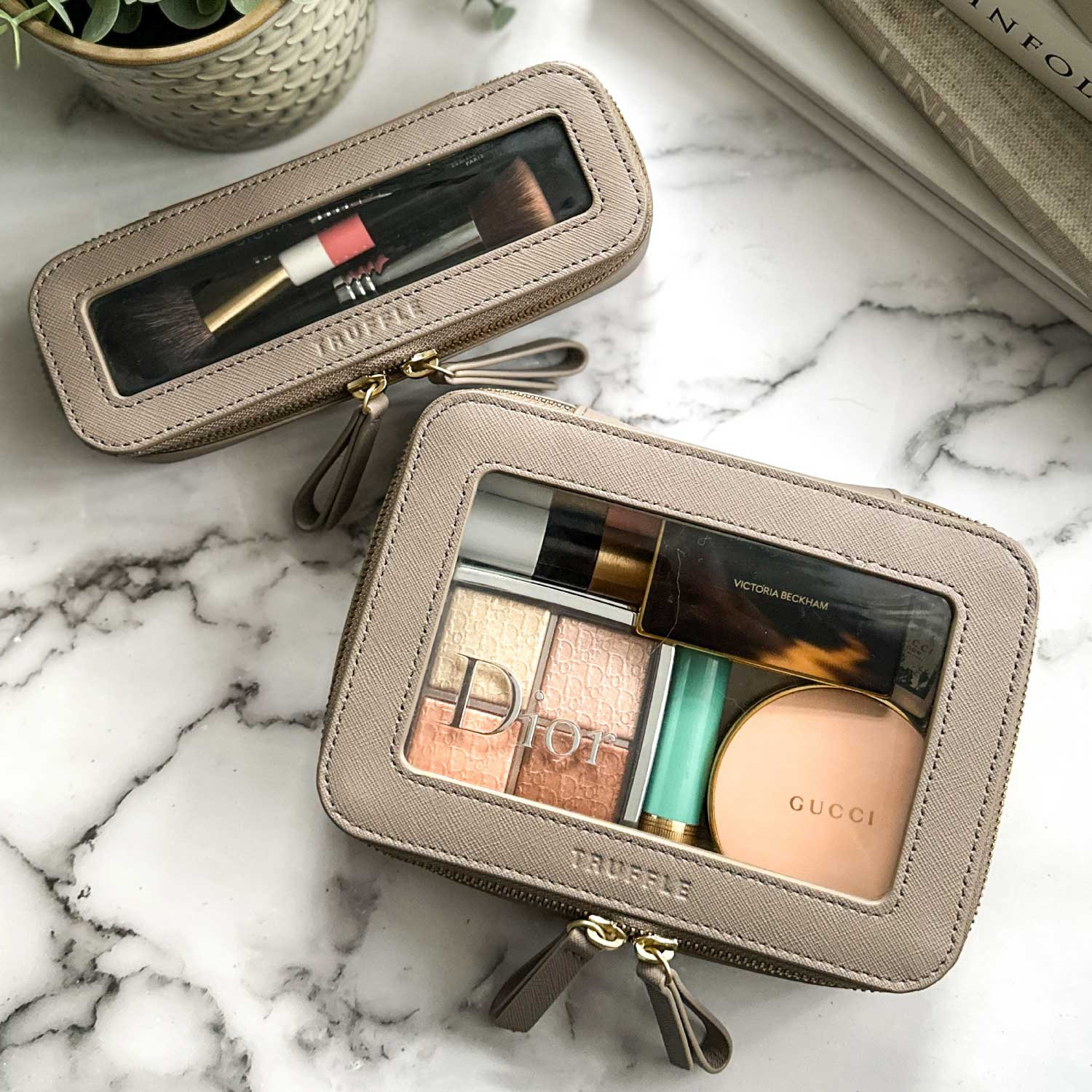 Clear Cosmetic Case | Clear Makeup Case | Extra Large Makeup Case | Truffle