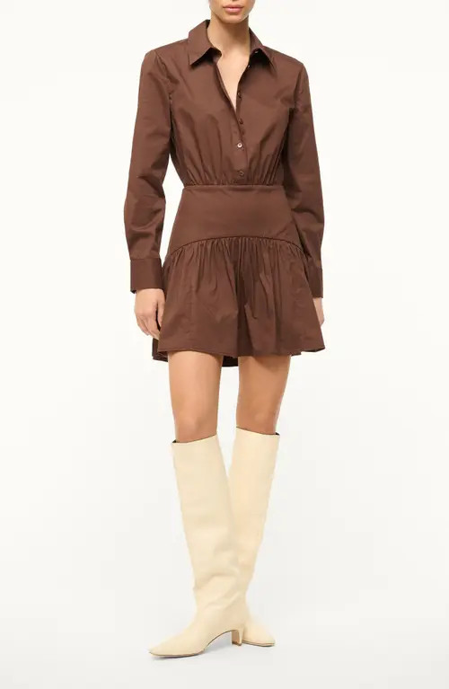 STAUD Rocco Long Sleeve Minidress in Earth at Nordstrom, Size 16 | Nordstrom