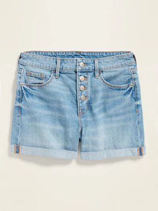 High-Waisted Button-Fly Cuffed Jean Shorts for Women -- 3.5-inch inseam | Old Navy (US)