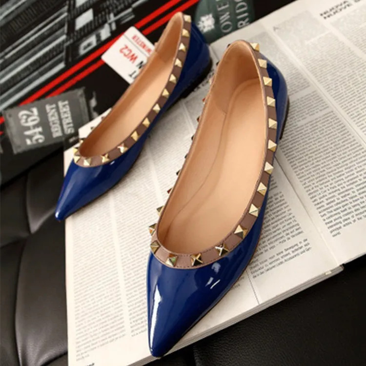 Rock Studed Women Dress Shoes Pointed Toe Rivet Loafers Summer Boat Woman Ballet Flat Heel Weddin... | DHGate