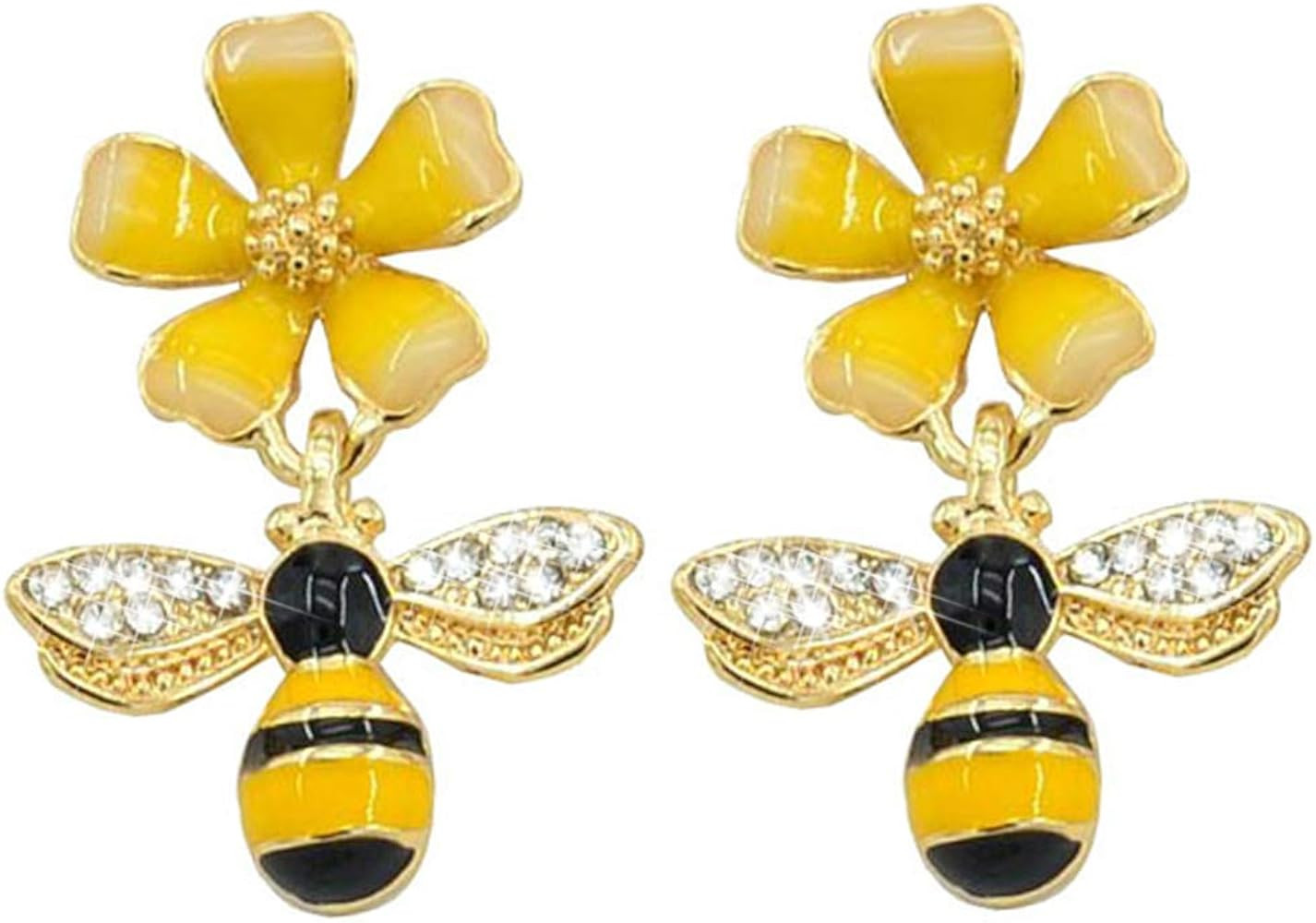 Bee Stud Gold Plated Dangle Drop Earrings for Women Jewelry | Amazon (US)
