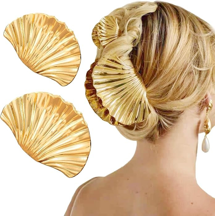 Seashell Hair Clip, 2 Pcs Metal Seashell Hair Clip Hair Accessories for Women and Girls, Large Ha... | Amazon (US)