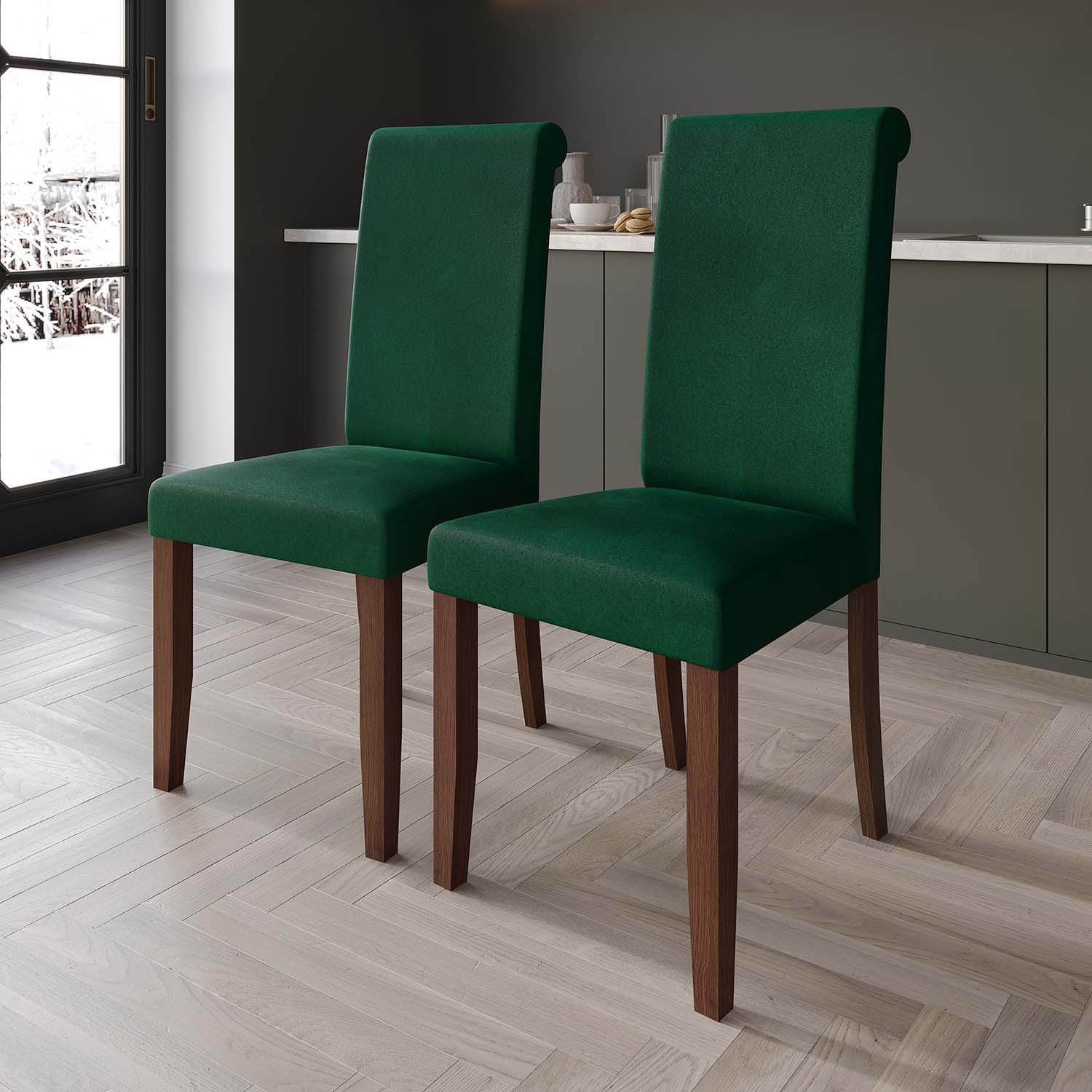 ChaletPosh Brown Wooden Dining Chair with Green Velvet Cover | C3118US-GN-VV-2X | Lowe's