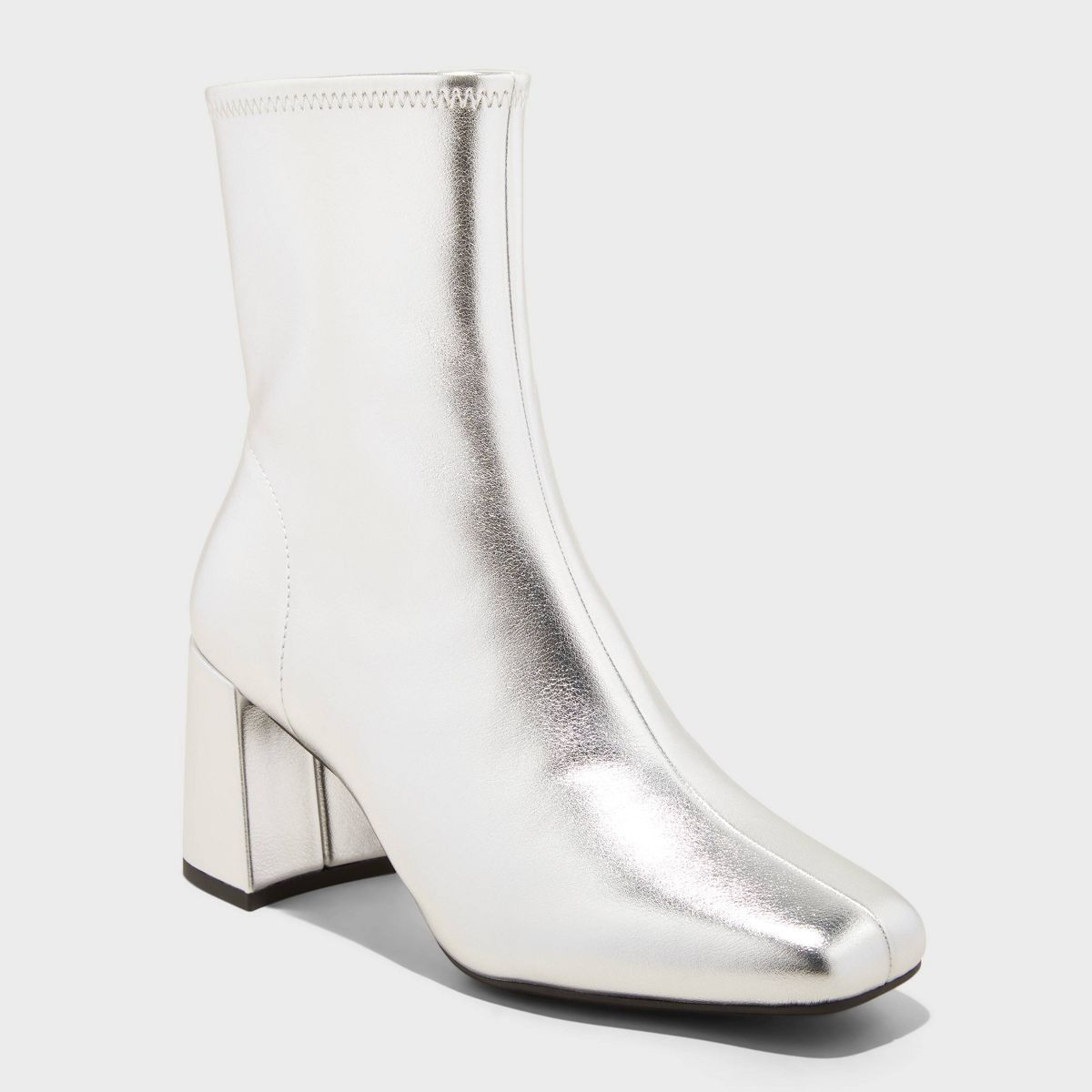 Women's Pippa Chunky Heel Ankle Boots - A New Day™ Silver | Target
