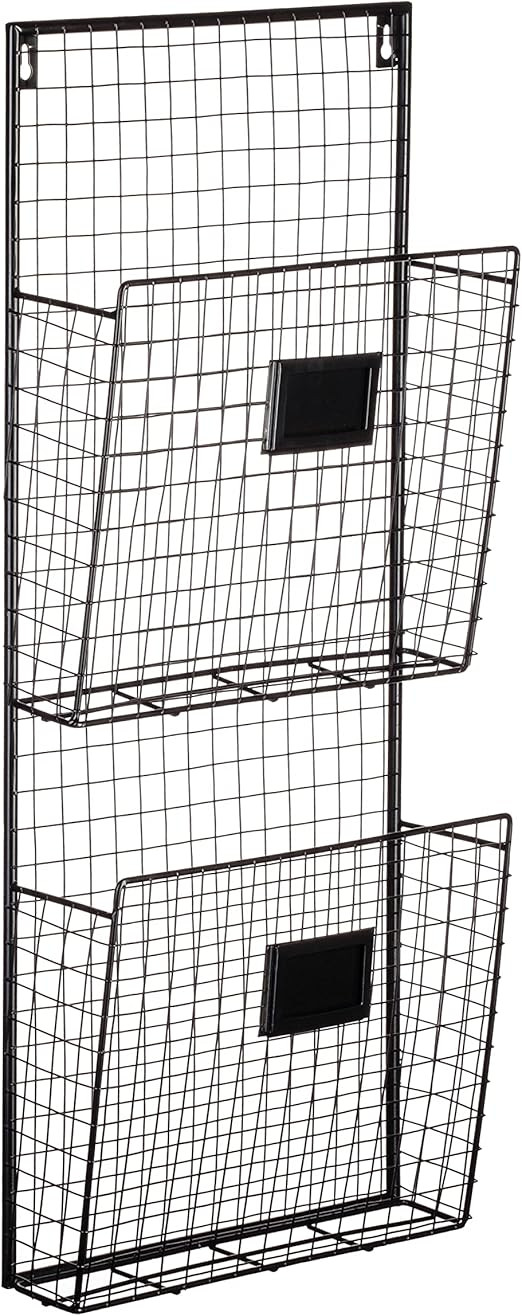 Two Tier Wall File Holder – Durable Black Metal Rack with Spacious Slots for Easy Organization,... | Amazon (US)