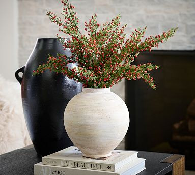 Faux Red Berries Cedar Pine Spray - 35" | Pottery Barn (US)