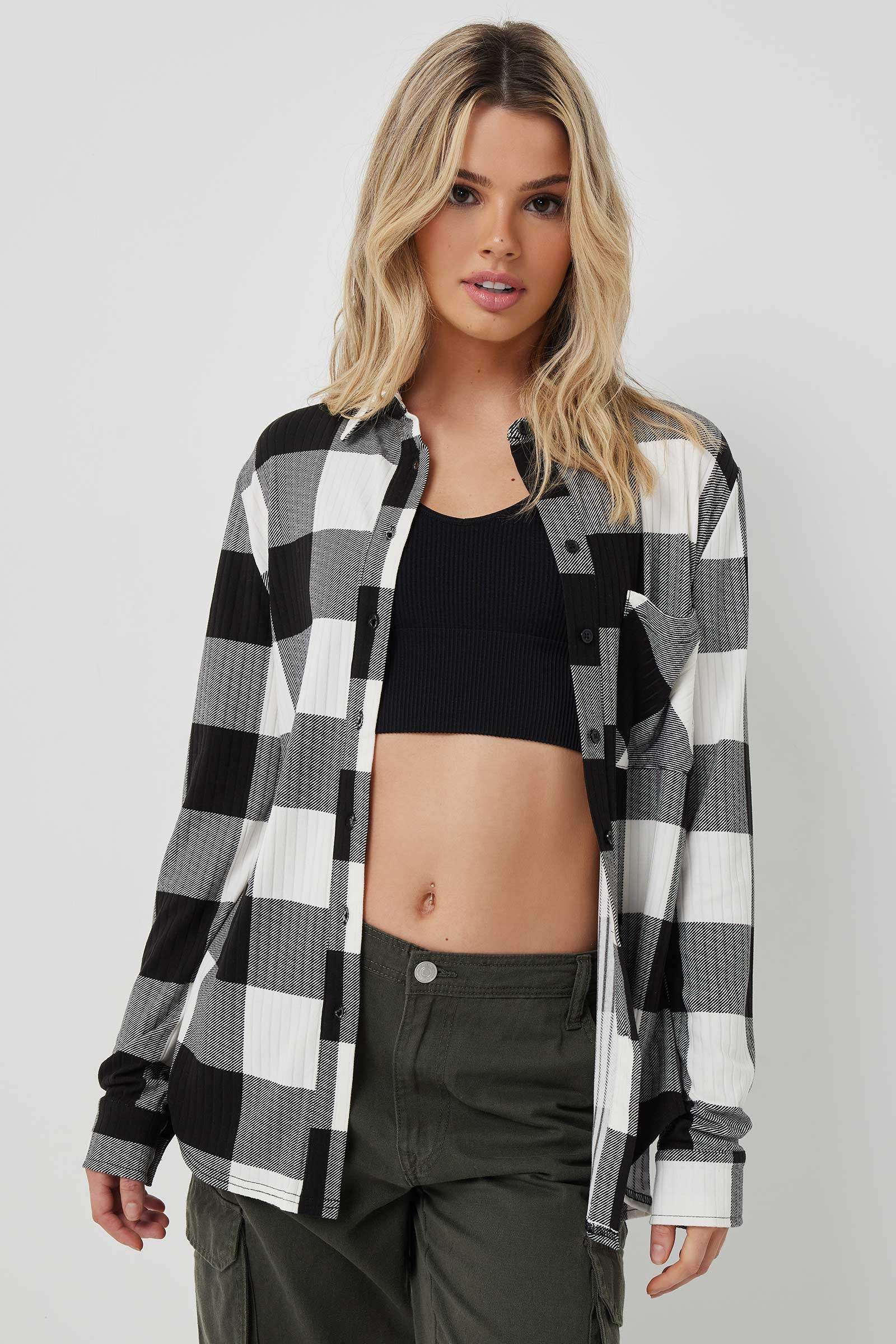 Super Soft Plaid Ribbed Shirt | Ardene