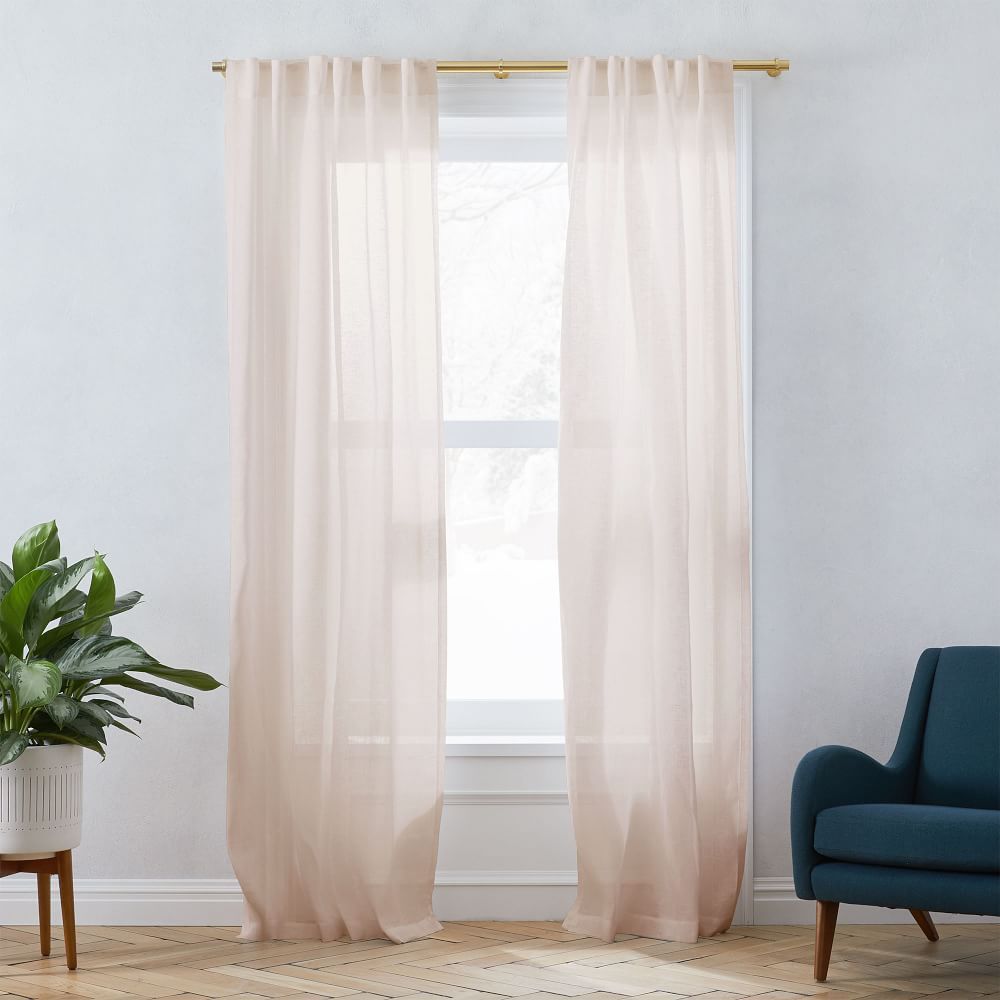 Sheer European Flax Linen Curtain - Dusty Blush | West Elm (US)