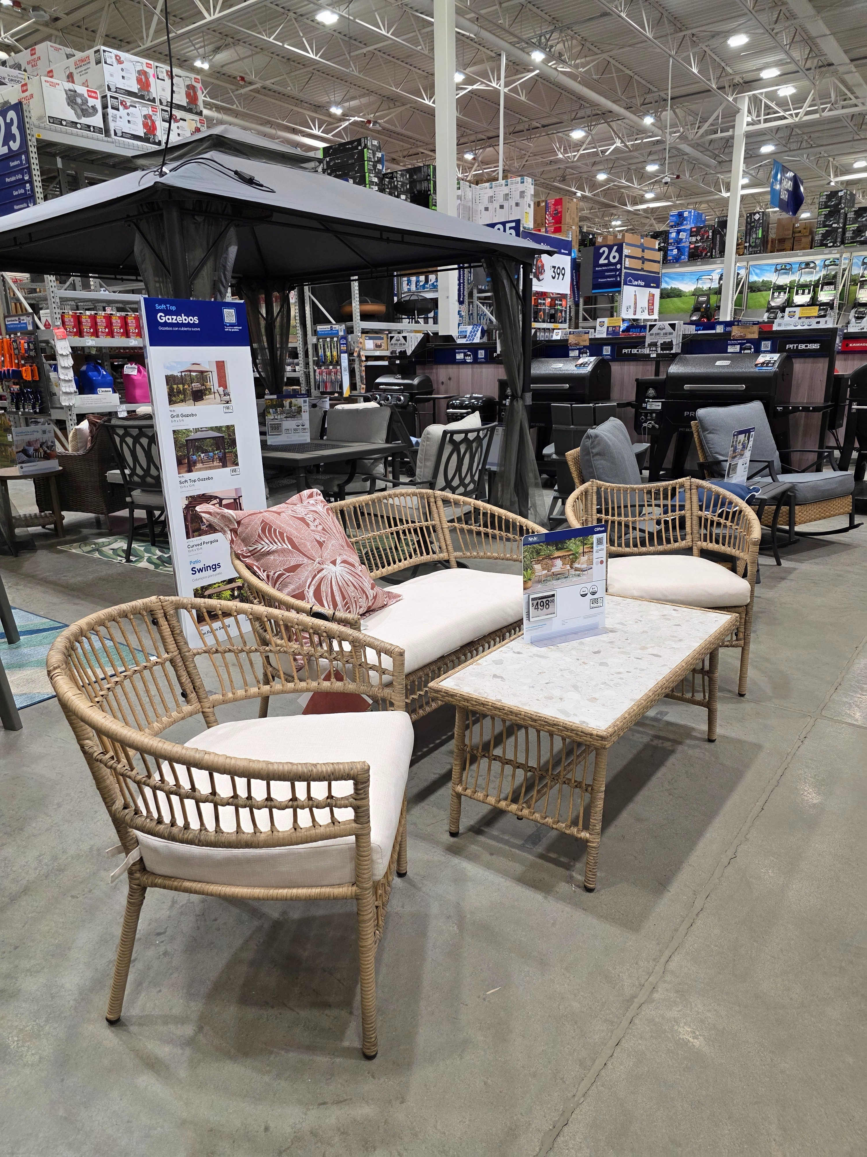 Neutral outdoor set that instantly upgrades your patio 🤎 This 4-piece wicker conversation set includes two chairs, a loveseat, and a coffee table with a tile top. #patiofurniture  

 #LTKSeasonal #LTKHome