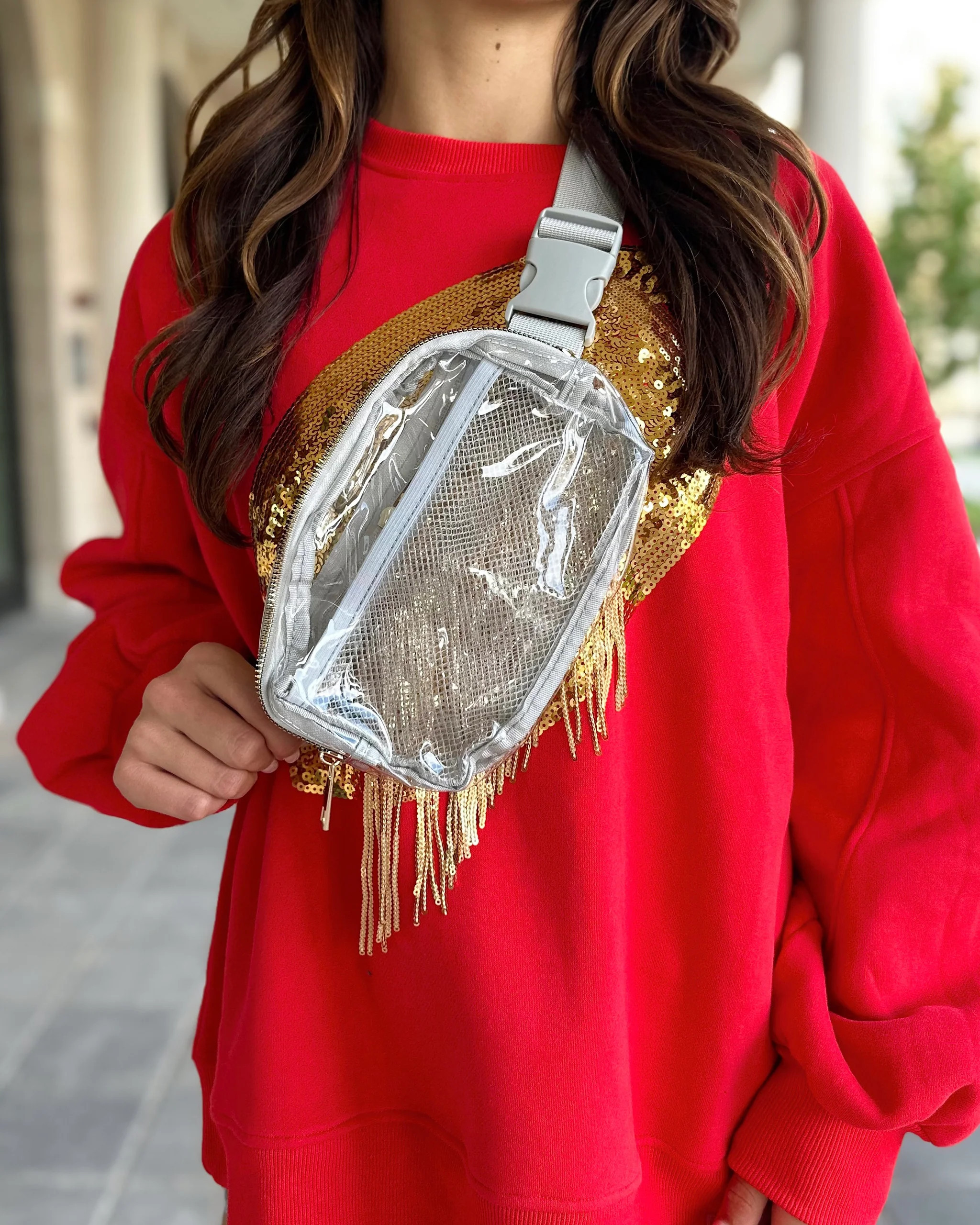 Gray Clear Waist Bag With Mesh Pockets Inside | Live Love Gameday®