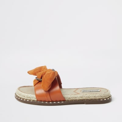 Orange espadrille bow sandal | River Island (UK & IE)