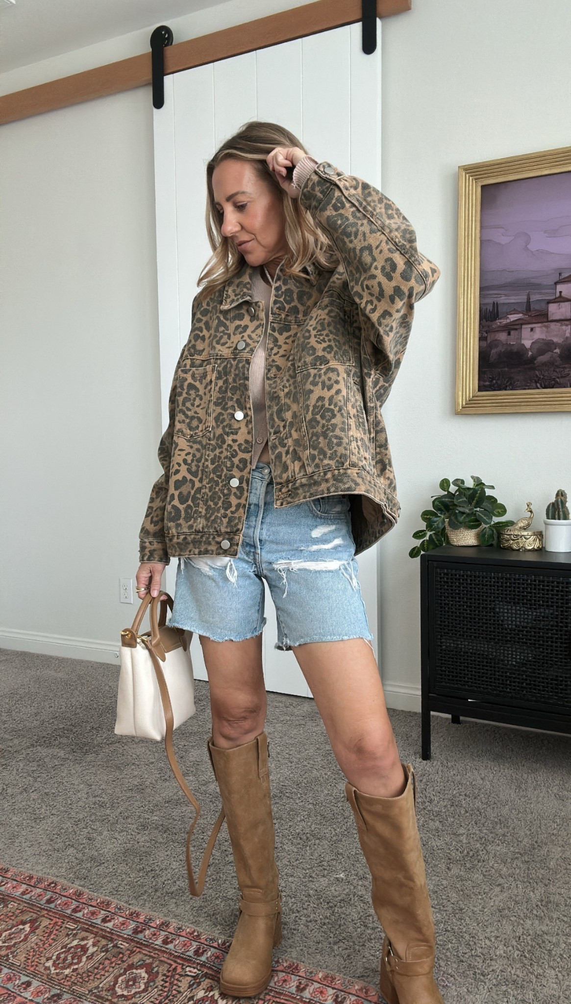 This outfit is so fun! Love pairing leopard + boots with denim shorts for spring 

#LTKSeasonal #LTKStyleTip #LTKFindsUnder100