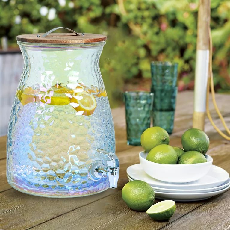 Better Homes & Gardens Hammered Luster Glass Beverage Dispenser, 2 Gallon Capacity | Walmart (US)
