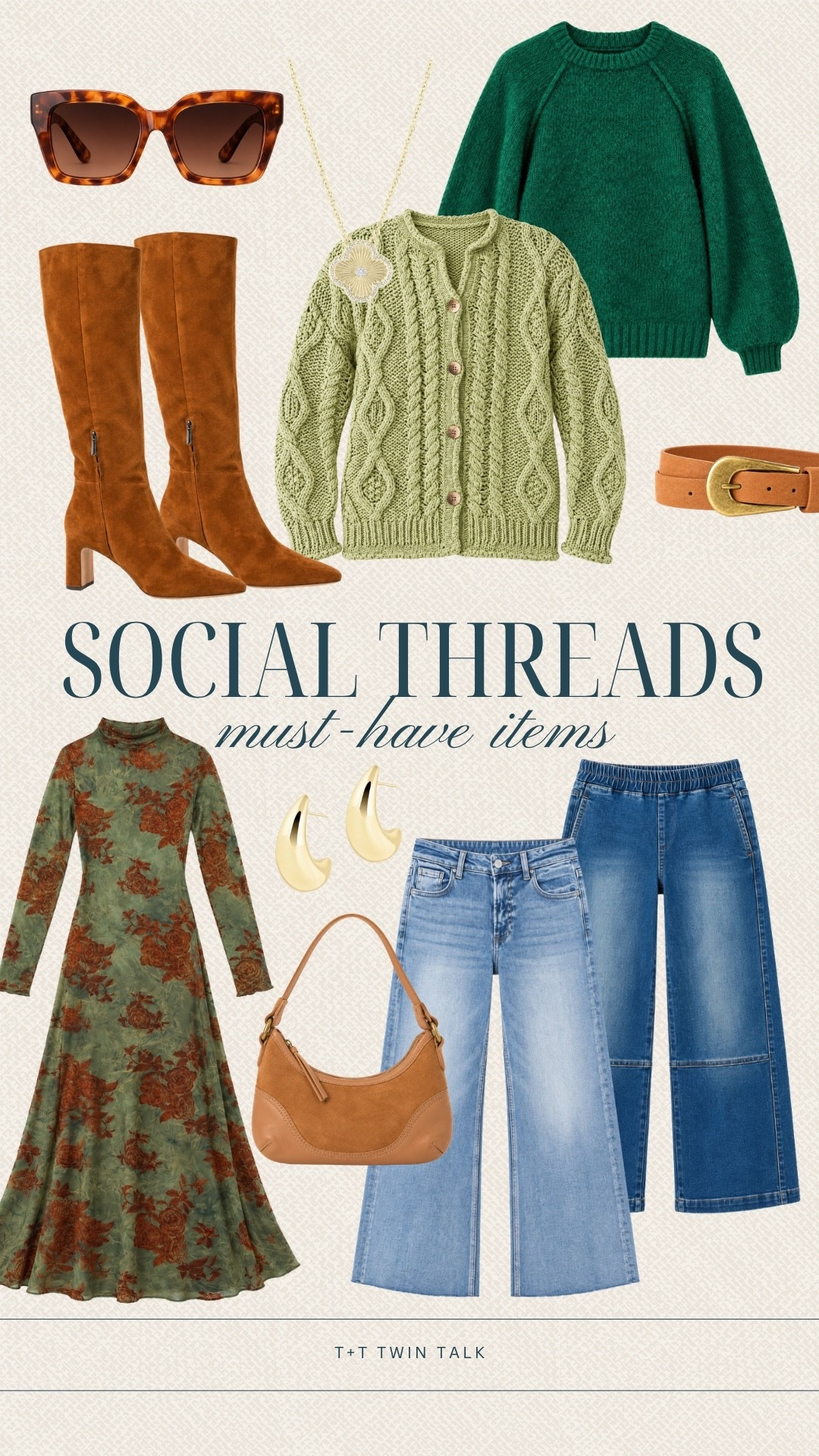 We’re loving these Social Threads must-have pieces for fall, especially the rich green, warm brown, and soft denim tones. From the cozy sweaters and floral dress to the suede boots, handbags, and wide-leg jeans, these pieces make fall dressing so easy. They would be perfect for weekend outings, fall festivals, shopping days, or a casual dinner.

#LTKSeasonal #LTKOver40 #LTKMidsize
