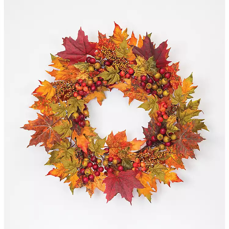 Golden Maple Berry Harvest Foliage Wreath | Kirkland's Home